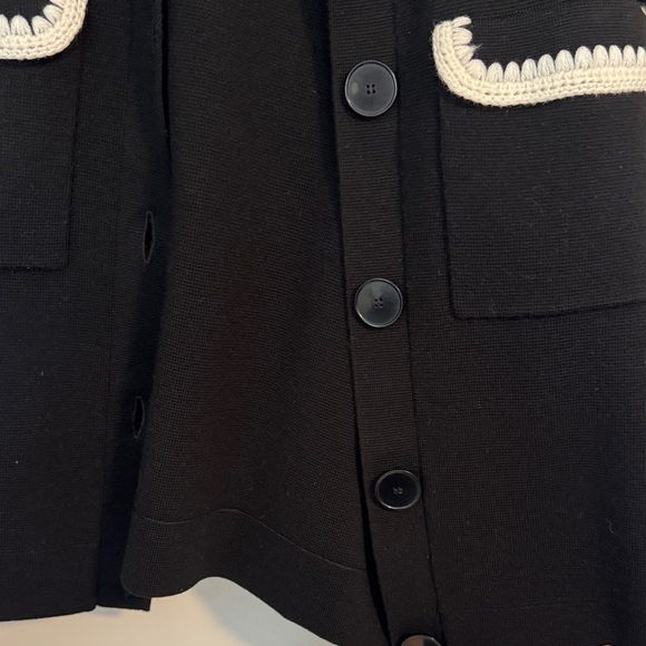 Sezane Knit Cardigan Jacket with White Trim - Picture 4 of 4